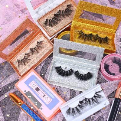 China Real 25mm Fake Fluffy Fake Mink Eyelashes Fake Mink Eyelash Vendors 3d Material Tape Private Label Fake for sale