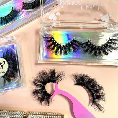 China 100% Handmade Fake Material Mink Eyelashes With Customized Packing of Mink Eyelashes Own Brand Eyelashes 25MM of Faux 3d for sale