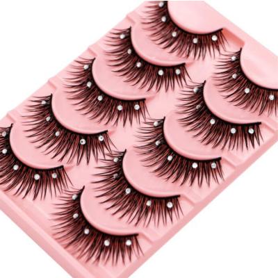 China Delicate Custom Packaging Kids Dance Eye Lash Extensions Hand Made Full Of Wedding Bride Decor Strip Lashes 5 Pairs 3D Dramatic Eyelashes for sale