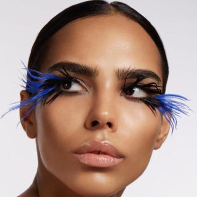 China Wholesale Delicate 3D Private Label Strip Eyelashes 25MM Feather Colorful Party 30MM Reusable Handmade Custom Halloween Full Lashes for sale