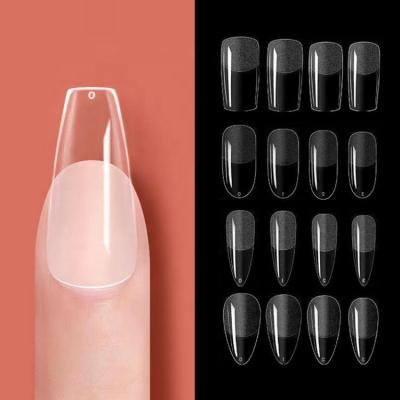 China Remove Packing Box Custom Flat Clear Coffin Nail Extension DIY Long Practice Art Vendor Full Cover Salon Press On False Tip Nails for sale