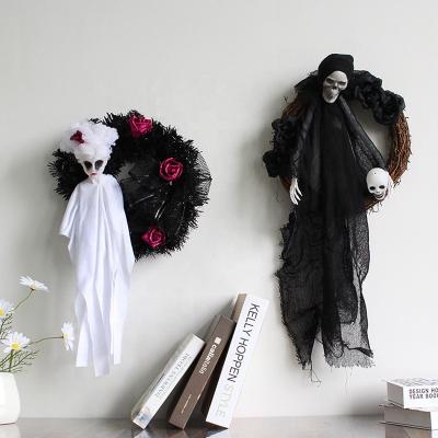 China Halloween Ghost Plastic Door Hangingt Haunted House Hanging Grim Reaper Horror Props Home Party Bar Club Halloween Decorations for sale