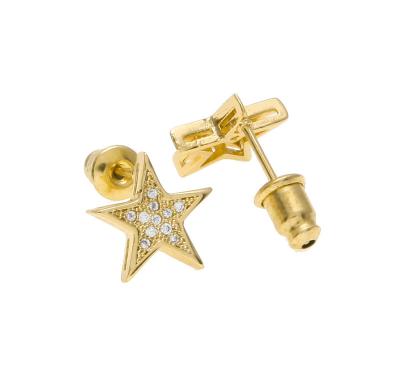 China Environmental Friendly Five-pointed Star Earrings Inlaid Zircon Allergy Copper Earrings Hip Hop Men And Women Jewelry Wholesale for sale