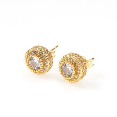 China Environmentally Friendly Hip-hop Around Unisex High-end Fashionable Hiphop Earrings Full Zircon Earrings for sale