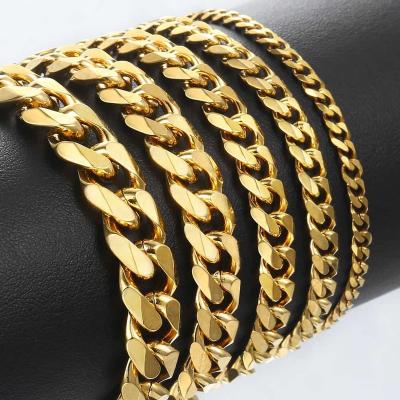 China Environmental Friendly Mens Womens Curb Cuban Link Chain Stainless Steel Mens Womens Bracelets Davieslee Bracelet for sale