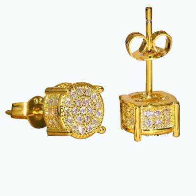 China Environmentally Friendly Brass Round Micro Studded Zircon Stud Earrings With Diamonds Retro Fashion Simple Earrings for sale