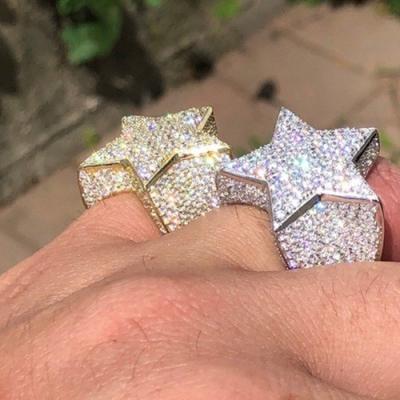 China Environmentally Friendly Border Hip Hop European and American Men's Ring Full Diamond Micro Inlaid Five-Pointed Star 'S Jewelry for sale