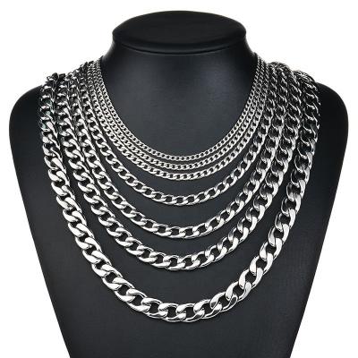 China Stainless Steel Single Chain Hiphop Hip Hop Necklace Men's and Women's Titanium Flat Product Necklace Wholesale for sale