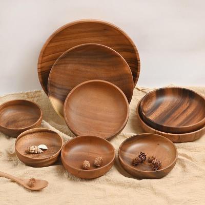 China Sustainable Wood Bowls Rustic Customizable Size And Logo Anti-impact Salad Rice Soup Set Wooden Bowls for sale