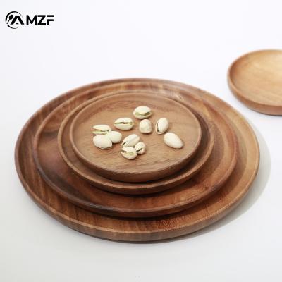 China Sustainable Factory Price Custom Logo Durable Light Brown Round Beech Wood Dinner Plate For Food for sale