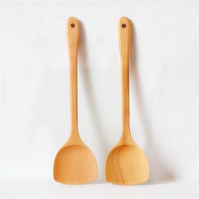 China Sustainable Eco Friendly Kitchenware Set Wood Spatula Beech Wood Pancake Turner Flat Wooden Spatula For Cooking for sale