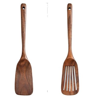 China Sustainable Hot Sale Eco Friendly Bamboo Teak Wooden Kitchen Spatula Teak Wood Spatula Set for sale