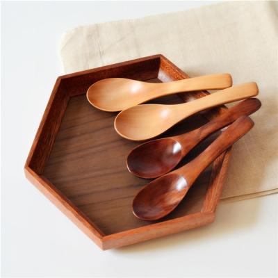 China Sustainable Hot Sale Natural Custom Logo Kitchen Utensil Teaspoon Kids Wooden Rice Soup Spoon for sale