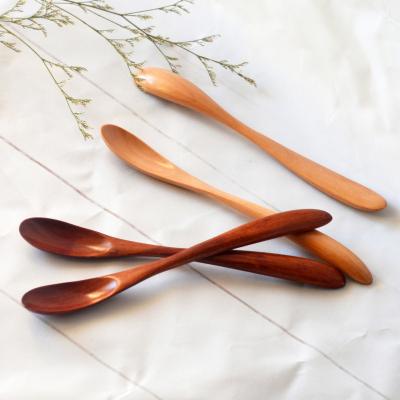 China Sustainable Natural Cocktail Mixing Spoon Long Handle Coffee Spoon Japanese Style Kitchen Wooden Spoons With Logo for sale