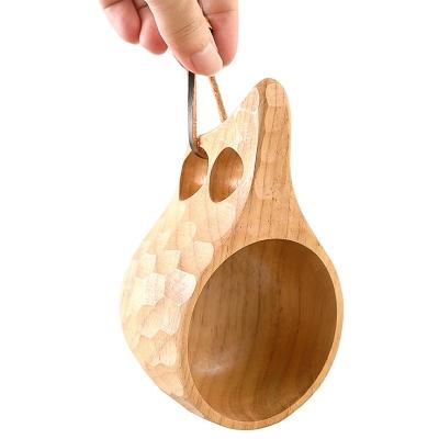 China Sustainable Handmade Natural Rubber Wood Kuksa Cups Camping Coffee,Tea,Milk Cup Water Serving Cup For Hiking Camping Outdoor,Kuksa Mug for sale