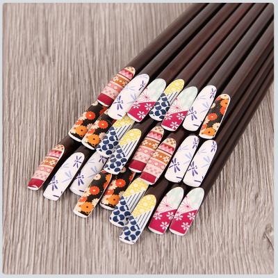 China Sustainable Customised Print On Japanese Chopsticks Colored Chopsticks Wood Fingernail Printing Chopsticks for sale