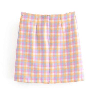 China Viable Vest Top Flange Plaid Tube Basement Plaid Skirt Short Skirt for sale