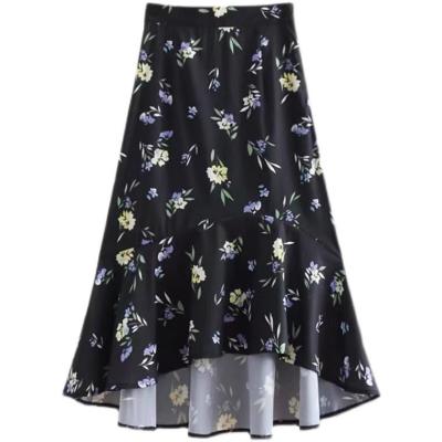 China Sustainable A line skirt with irregular print and high waist for sale