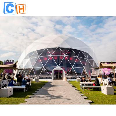 China 10M Geodesic Dome Half Sphere Tent Prefab Dome Tent Galvanized Steel Structure Geodesic Dome Tent for sale