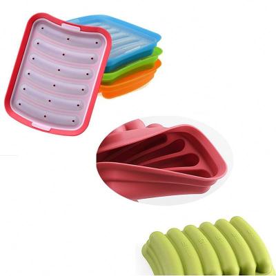 China 1Pc Viable Ham Maker Silicone Mold DIY Hot Dog Making Mold With Cover Plastic Silicone Sausage Mold Kitchen Instrument for sale