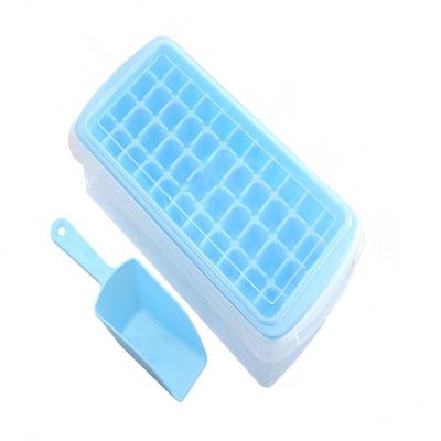 China Stackable Plastic Ice Cube Trays Viable Silicone Ice Holder And Storage Container Tray With Lid And Bin for sale