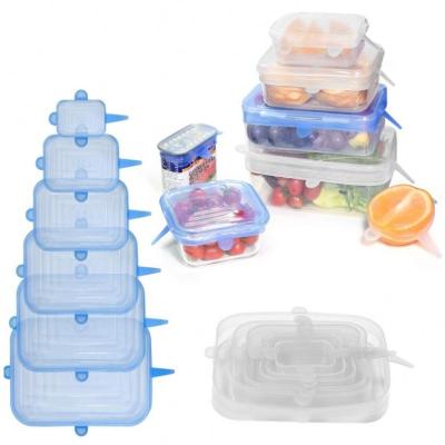 China Non Spill Rectangular Reusable Stretch Lids Silicone Food Covers for sale