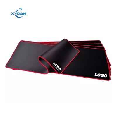 China Custom Logo Printed Large Black Blank Mouse Pad Extended Gaming Mousepad With Color Edge Stitching for sale