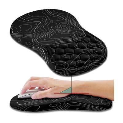 China Stock Memory Foam Slope Massage Bulge Topographic Contour Ergonomic Mouse Pad Wrist Rest Support Mousepad for sale