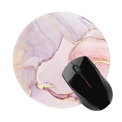 China Office HEATED Round Pink Marble Mouse Pad Smooth Non-slip Desk Mouse Mat Custom Gift for sale