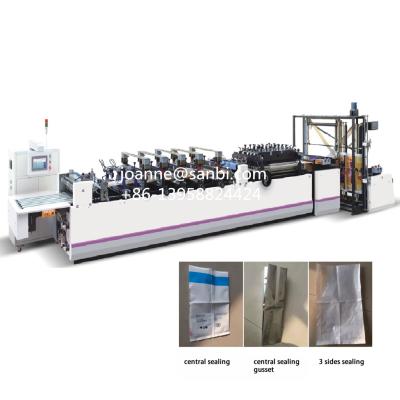 China Garment Shops Automatic Middle Center Three Sides Sealing Pouch Bottom Sealer Bag Making Machine for sale