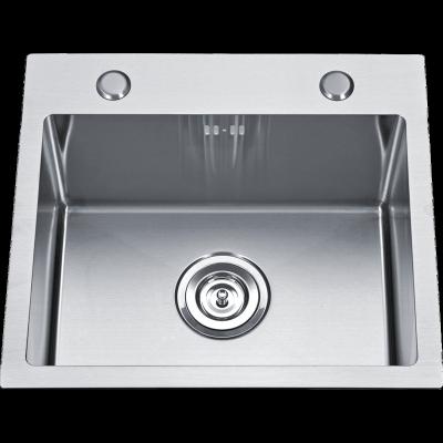 China Without Faucet Commercial Single Sink Over Counter 304 Stainless Steel Workstation Single Workstation Kitchen Sink for sale