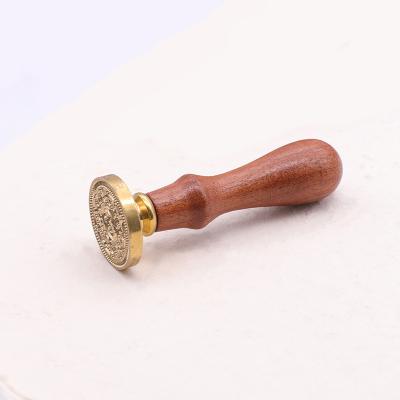 China office factory direct sale pear brass flower wax seal wooden stamp for sale