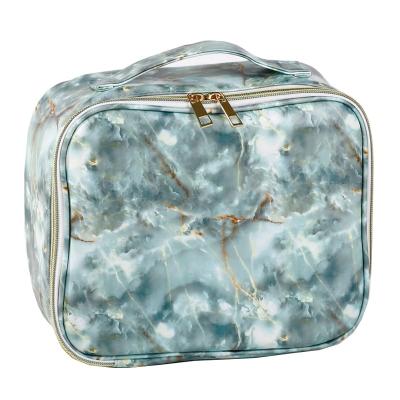 China Zipper Closure UAESHII PU Marble Veins Lady Bags Cosmetic Portable Waterproof Storage Cosmetic Bag for sale