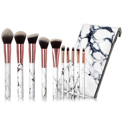 China YAESHII 10pcs Angular Blush Marble Makeup Brush Eyeshadow and Lip Gloss Brow Makeup Brush for sale