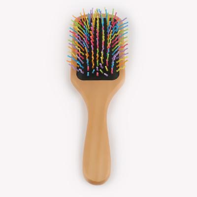 China Yaeshii New Waterproof Design Styling Safe Anti-static Wooden Rainbow Paddle Hair Brush Adults Kids Comb Brush for sale