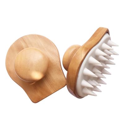 China Travel Yaeshii Wood Hair Shampoo Brush Scalp Massage Wet And Dry Brush With Silicone Soft Brush Head Massager for sale