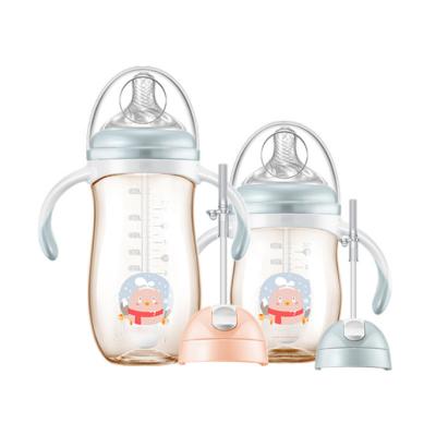 China BPA Free Cartoon Glass Bottle Newborn Baby Glass Wide Diameter Bottles for sale