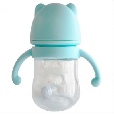 China BPA Free Curved Handle Baby Bottles Anti - Drop And Gas Proof Plastic Bottles for sale