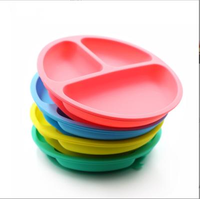 China Best BPA Silicone Suction Cup Dinner Dish Bowl Integrated Free Selling Compartmented Children's Silicone Dinner Dish for sale