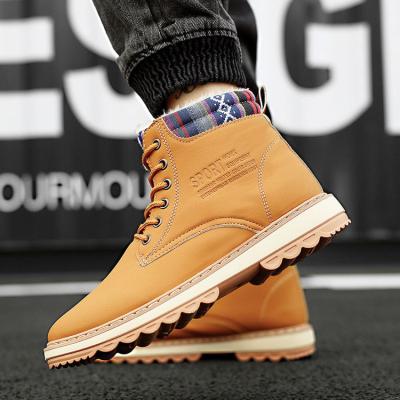 China Autumn and winter new style thick warm high rise high top waterproof PU sweat-absorbent outdoor sports shoes for sale