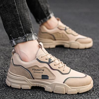 China Fashionable Breathable Leather Stitching Wear-resistant Shoes Lightweight Style Men's Sports Fashion Sneaker Work Shoes for sale