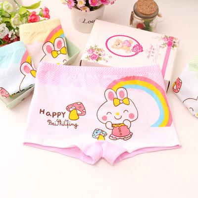 China 2~12 Years 95% Cotton Cute Cartoon Rabbit Girls Panties China Happy Children Thermal Underwear For Girls for sale