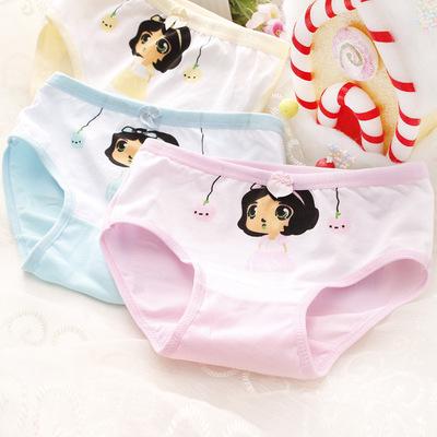 China New Arrival 40S Breathable 2~12 Years Combed Cotton Cartoon Children Underwear Printing Girls Briefs For Wholesale for sale