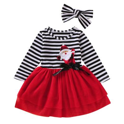 China Aliexpress Best Selling Casual Santa Striped Tulle Princess Christmas Toddler Baby Girls Dress for Girls for sale