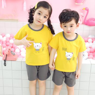 China 100~160cm Summer Casual Children's Short Sleeved Suit Cartoon Print Kids Clothes For Boys And Girls for sale