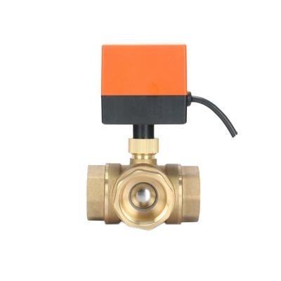 China DN32 220V 12V 24V General Three Way Motorized Brass Electric Ball Valve 2 Point 3 Wire 2 Point Control Ball Valve for sale