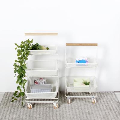 China Nordic Shelf Storage Trolley 3 Tier Kitchen Rolling Cart For Space-Saving for sale