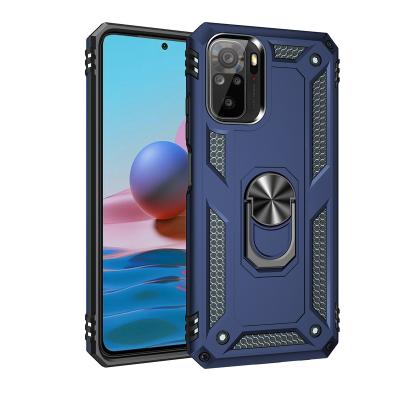 China Shockproof PC Hybrid Metal TPU Ring Kickstand Mobile Back Cover Case for xiaomi redmi note 10 case for sale