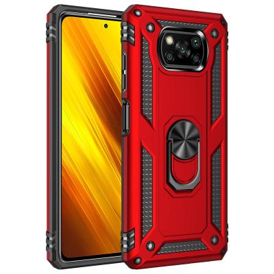 China Phone Shockproof Hybrid Cover Armor Ring Metal PC TPU Back Case for poco x3 pro nfc phone case for sale