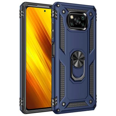 China Wholesale Metal PC TPU Shockproof Hybrid Armor Ring Cover Mobile Phone Case for poco x3 nfc phone case for sale